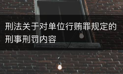刑法关于对单位行贿罪规定的刑事刑罚内容