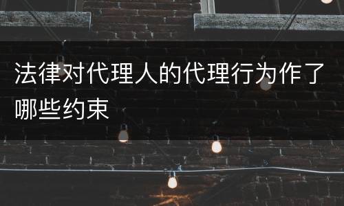 法律对代理人的代理行为作了哪些约束