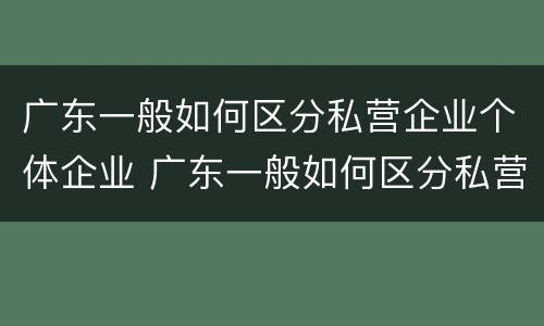 广东一般如何区分私营企业个体企业 广东一般如何区分私营企业个体企业