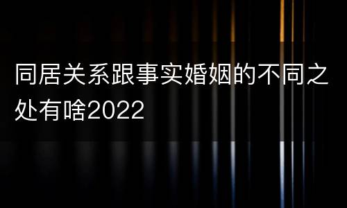 同居关系跟事实婚姻的不同之处有啥2022