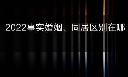 2022事实婚姻、同居区别在哪