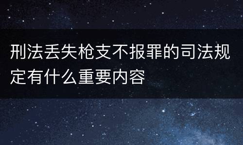 刑法丢失枪支不报罪的司法规定有什么重要内容
