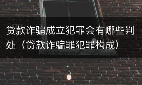 贷款诈骗成立犯罪会有哪些判处（贷款诈骗罪犯罪构成）