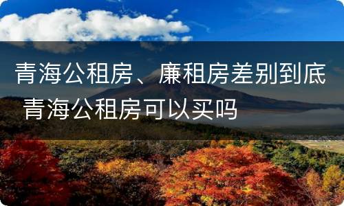 青海公租房、廉租房差别到底 青海公租房可以买吗