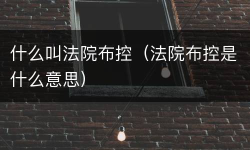 什么叫法院布控（法院布控是什么意思）