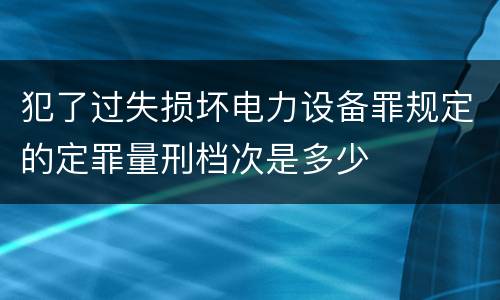 犯了过失损坏电力设备罪规定的定罪量刑档次是多少