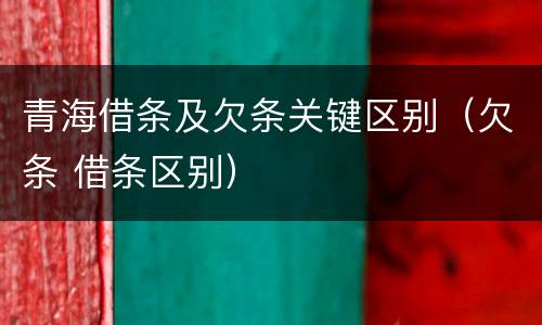 青海借条及欠条关键区别（欠条 借条区别）