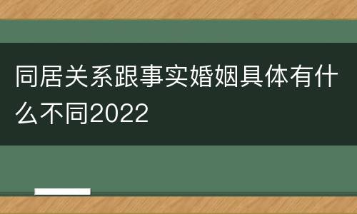 同居关系跟事实婚姻具体有什么不同2022