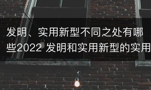 发明、实用新型不同之处有哪些2022 发明和实用新型的实用性