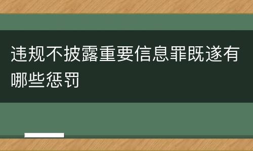 违规不披露重要信息罪既遂有哪些惩罚