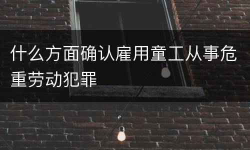 什么方面确认雇用童工从事危重劳动犯罪