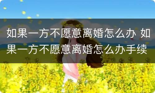 如果一方不愿意离婚怎么办 如果一方不愿意离婚怎么办手续