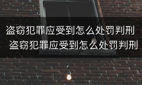 盗窃犯罪应受到怎么处罚判刑 盗窃犯罪应受到怎么处罚判刑多少年