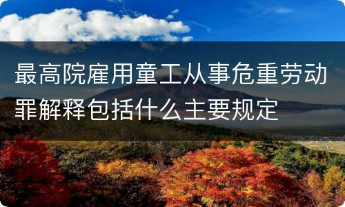 最高院雇用童工从事危重劳动罪解释包括什么主要规定