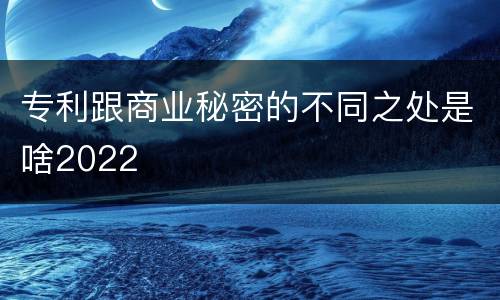 专利跟商业秘密的不同之处是啥2022