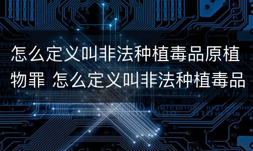 怎么定义叫非法种植毒品原植物罪 怎么定义叫非法种植毒品原植物罪犯