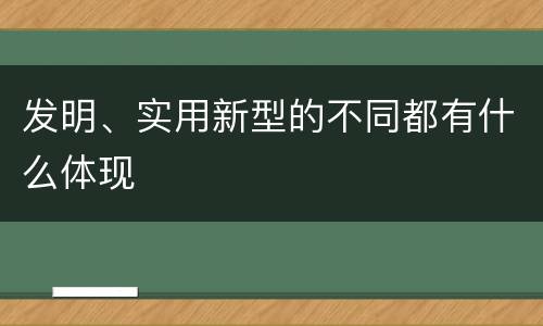 发明、实用新型的不同都有什么体现