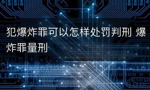 犯爆炸罪可以怎样处罚判刑 爆炸罪量刑