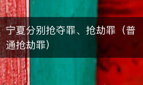 宁夏分别抢夺罪、抢劫罪（普通抢劫罪）