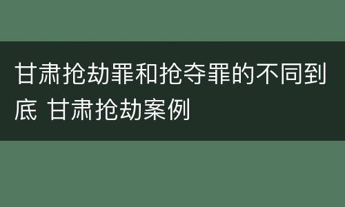 甘肃抢劫罪和抢夺罪的不同到底 甘肃抢劫案例