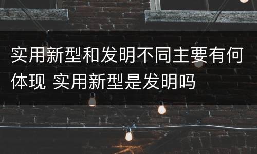 实用新型和发明不同主要有何体现 实用新型是发明吗