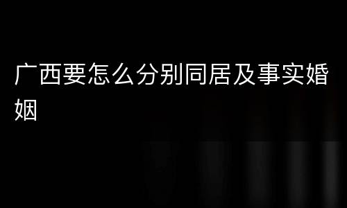 广西要怎么分别同居及事实婚姻