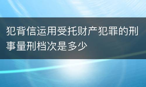 犯背信运用受托财产犯罪的刑事量刑档次是多少
