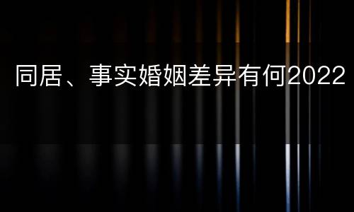 同居、事实婚姻差异有何2022