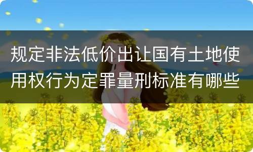 规定非法低价出让国有土地使用权行为定罪量刑标准有哪些