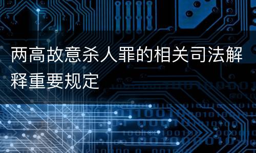 两高故意杀人罪的相关司法解释重要规定