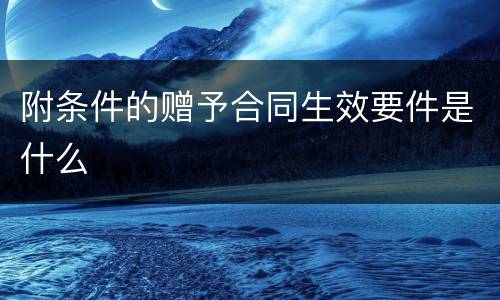 附条件的赠予合同生效要件是什么