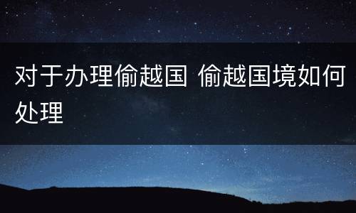 对于办理偷越国 偷越国境如何处理