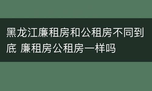 黑龙江廉租房和公租房不同到底 廉租房公租房一样吗