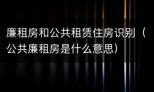 廉租房和公共租赁住房识别（公共廉租房是什么意思）