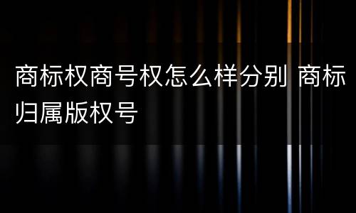 商标权商号权怎么样分别 商标归属版权号