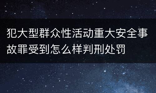 犯大型群众性活动重大安全事故罪受到怎么样判刑处罚