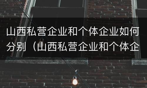 山西私营企业和个体企业如何分别（山西私营企业和个体企业如何分别交税）