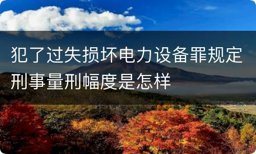 犯了过失损坏电力设备罪规定刑事量刑幅度是怎样