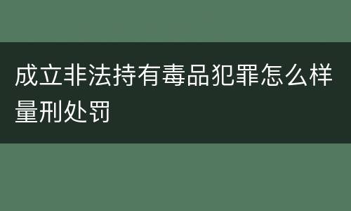 成立非法持有毒品犯罪怎么样量刑处罚
