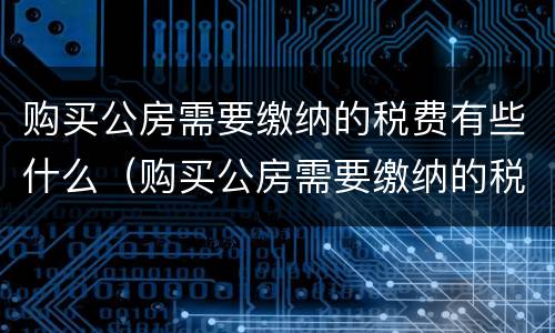 购买公房需要缴纳的税费有些什么（购买公房需要缴纳的税费有些什么项目）