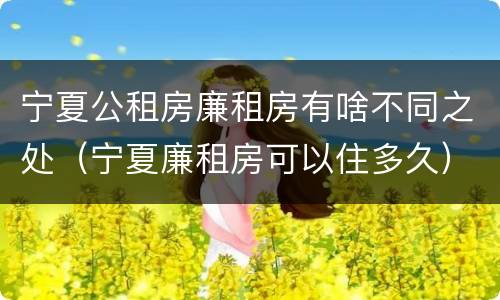 宁夏公租房廉租房有啥不同之处（宁夏廉租房可以住多久）