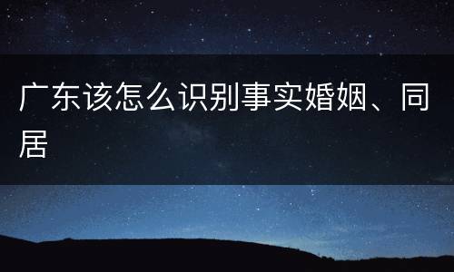 广东该怎么识别事实婚姻、同居