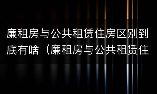 廉租房与公共租赁住房区别到底有啥（廉租房与公共租赁住房区别到底有啥不一样）
