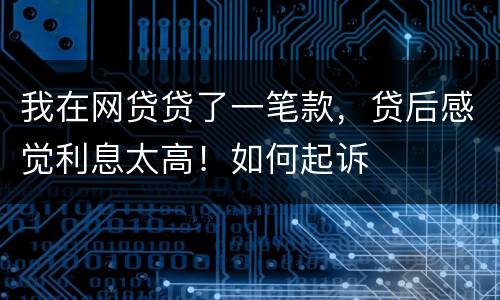 我在网贷贷了一笔款，贷后感觉利息太高！如何起诉