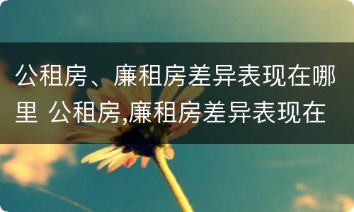 公租房、廉租房差异表现在哪里 公租房,廉租房差异表现在哪里呢