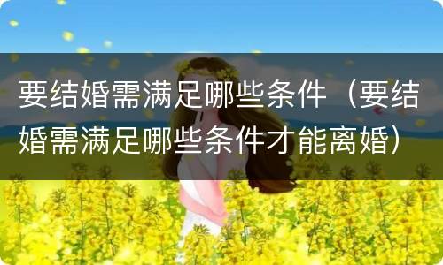要结婚需满足哪些条件（要结婚需满足哪些条件才能离婚）