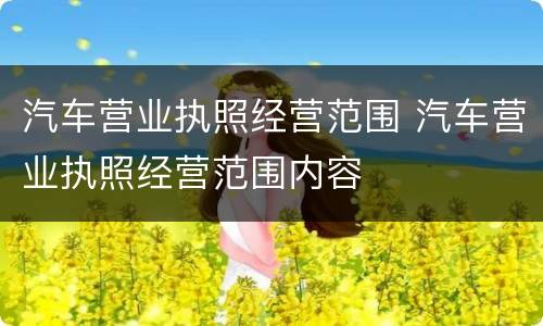 汽车营业执照经营范围 汽车营业执照经营范围内容