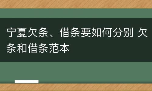 宁夏欠条、借条要如何分别 欠条和借条范本