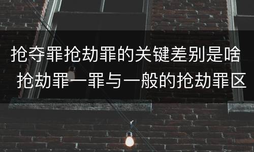 抢夺罪抢劫罪的关键差别是啥 抢劫罪一罪与一般的抢劫罪区别