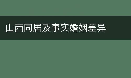 山西同居及事实婚姻差异